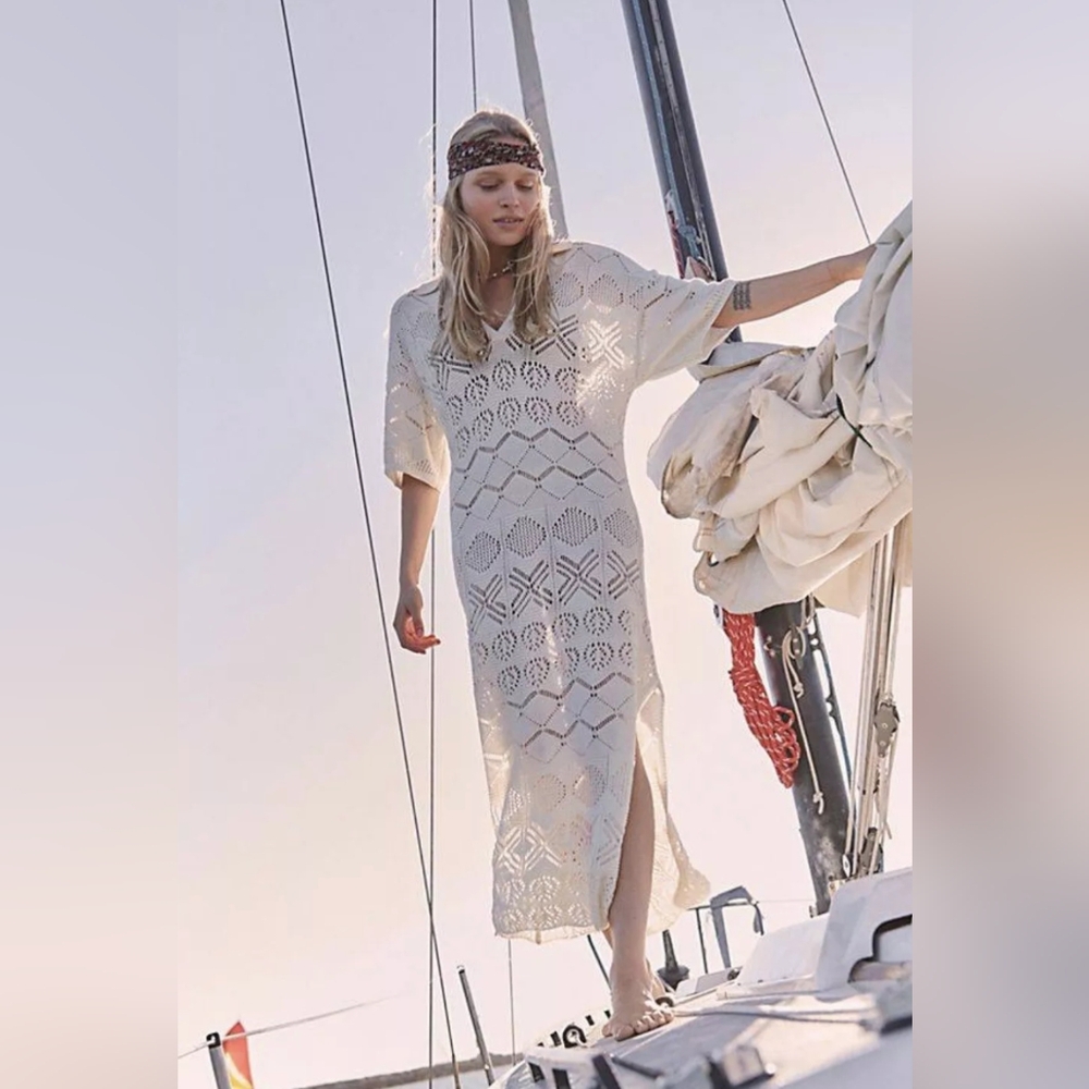 NWT Free People Free People Islamorada Fauxchet Sweater Maxi in Creme